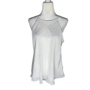 WHBM Sheer Spaghetti Strap Lined Pullover Flare White Top Large